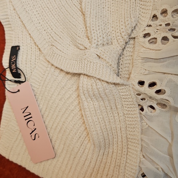 NWT MICAS Knot Front Knit Embroidered Floral Tube Top Sz. XS - Picture 4 of 10